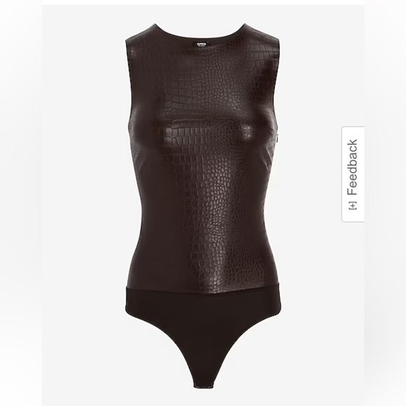 Express Tops - Faux leather bodysuit